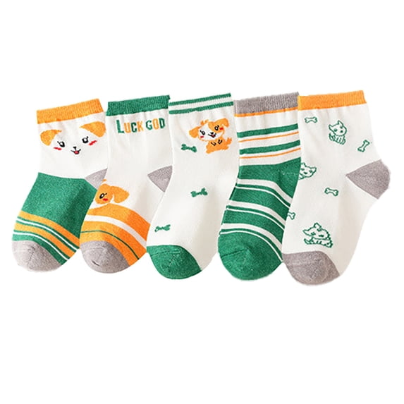 Coerni 5PC Socks Baby Mid Tube Socks Baby Floor Socks Fall Winter Boys and Girls Cute Cartoon Easter Warm Socks