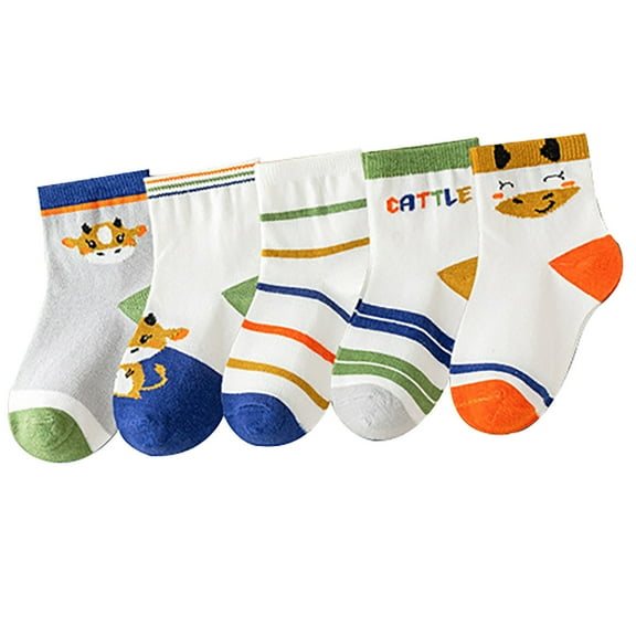 Coerni 5PC Socks Baby Mid Tube Socks Baby Floor Socks Fall Winter Boys and Girls Cute Cartoon Easter Warm Socks