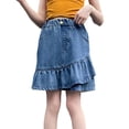 thumbnail image 1 of Coerni A Line Pleated Denim Skirt for Girls High Waist Uniform Tennis Skater Skirts Skort Cute Elastic Waistband Washed Clothes, 1 of 8