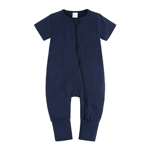 Coerni Baby Boy And Girl Short Sleeve Onesie Two Way Zipper Toddler Summer Onesie Jacket Baby Footless Bodysuit Short Sleeve