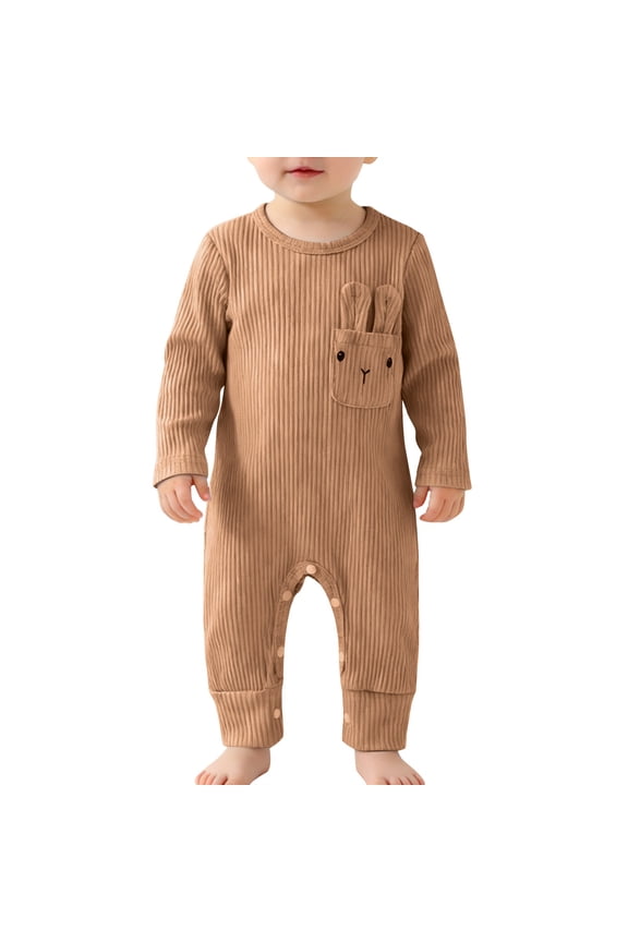 Coerni Baby Boy Easter Outfit Romper New Born Long Sleeve Onesie Cotton One Piece Bunny Jumpsuit Cute Spring Clothes Knitted Overall