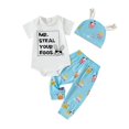 thumbnail image 1 of Coerni Baby Boy Easter Outfit Toddler Summer Short Sleeve Romper Sweatpants + Hat Kids Clothes Set 3 6 12 18 24 Months, 1 of 9