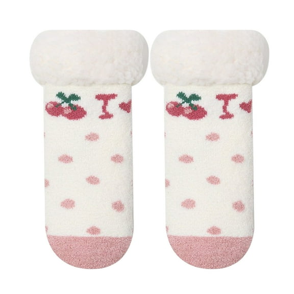 Coerni Baby Boy Girl Cartoon Ankle Crew Socks With Grips Toddler Kids Unisex Lined Warm Thick Cotton Socks Kids Boys Socks