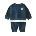 thumbnail image 1 of Coerni Baby Boy Girl Clothes Toddler Fall Winter Outfits Solid Color Round Neck Pullover Sweatshirt and Jogger Pants Set, 1 of 9