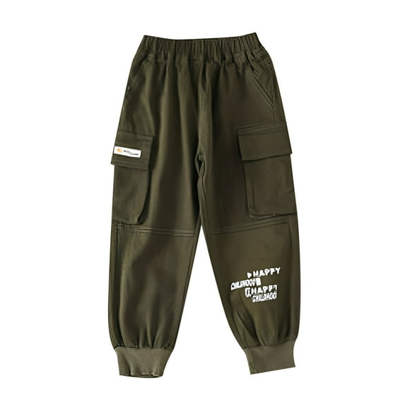 Coerni Baby Boy Neutral Clothes Kids Toddler Boys Spring Summer Print Cool Cotton Pocket Street Hip Hop Pants Outfit