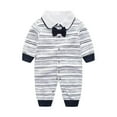 thumbnail image 1 of Coerni Baby Boys Bow Long Sleeve Outsie Bodysuit Banquet Wedding Jumpsuit Clothes Mint Romper, 1 of 8