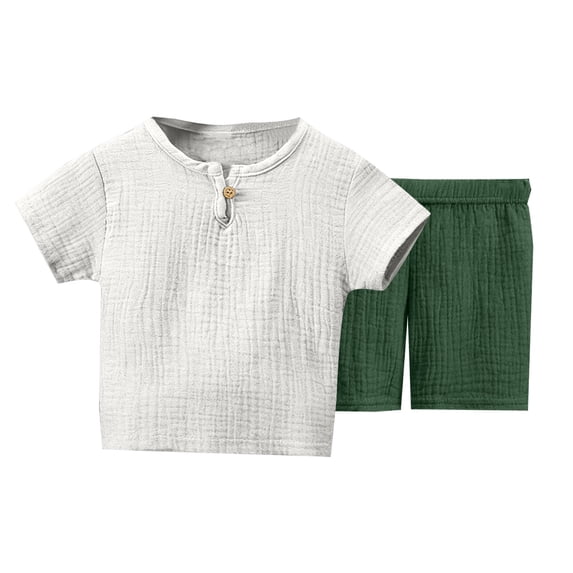 Coerni Baby Boys Clothes Set Toddler Baby Boys Button-down Shirt Tops +Cotton Shorts Summer Outfit 2PCS Fashion Outfits