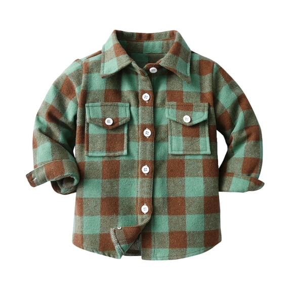 Coerni Toddler Big Boys Plaid Button-Down Jackets Kids Flannel Checked Tartan Tops Fall Winter Outcoats Shacket Shirt Baby Top