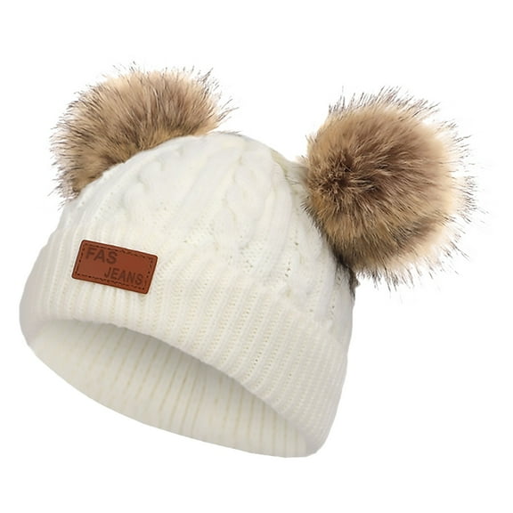 Coerni Baby Boys Girls Beanies Toddler Hat Pure Color Winter Double Wool Knitted Cap for 0 3 Years Old Baby Floppy Hat