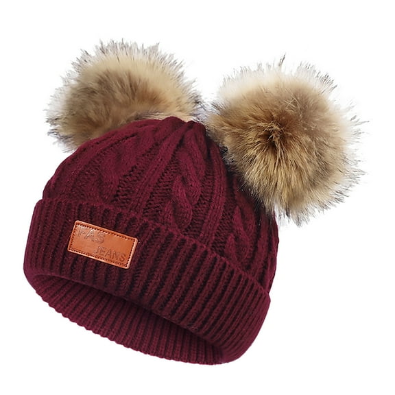 Coerni Baby Boys Girls Beanies Toddler Hat Pure Color Winter Double Wool Knitted Cap for 0 3 Years Old Baby Floppy Hat