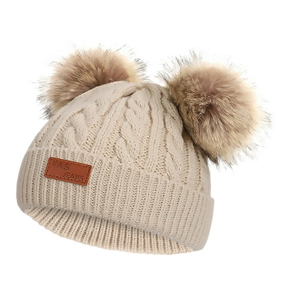 Coerni Baby Boys Girls Beanies Toddler Hat Pure Color Winter Double Wool Knitted Cap for 0 3 Years Old Baby Floppy Hat
