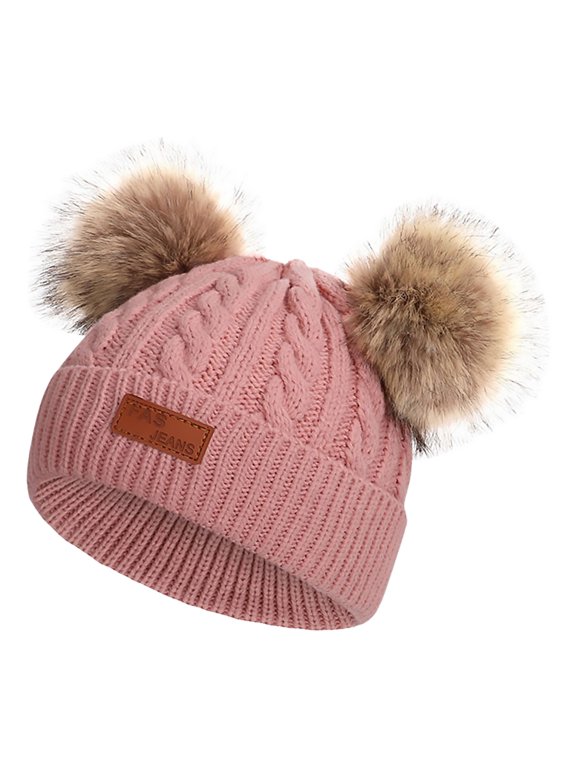 Coerni Baby Boys Girls Beanies Toddler Hat Pure Color Winter Double Wool Knitted Cap for 0 3 Years Old Baby Floppy Hat