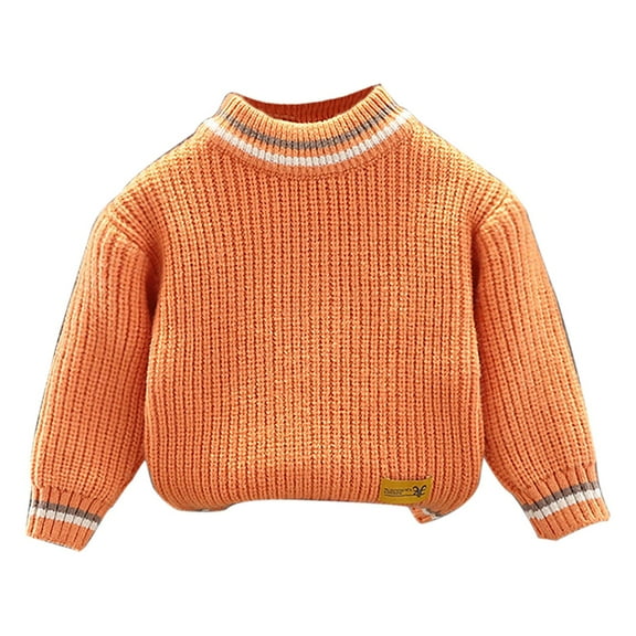 Coerni Baby Boys Girls Knit Sweaters Toddler Kids Soft Warm Autumn And Winter Pullover Solid Color Round Neck Sweater