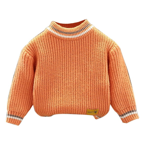 Coerni Baby Boys Girls Knit Sweaters Toddler Kids Soft Warm Autumn And Winter Pullover Solid Color Round Neck Sweater