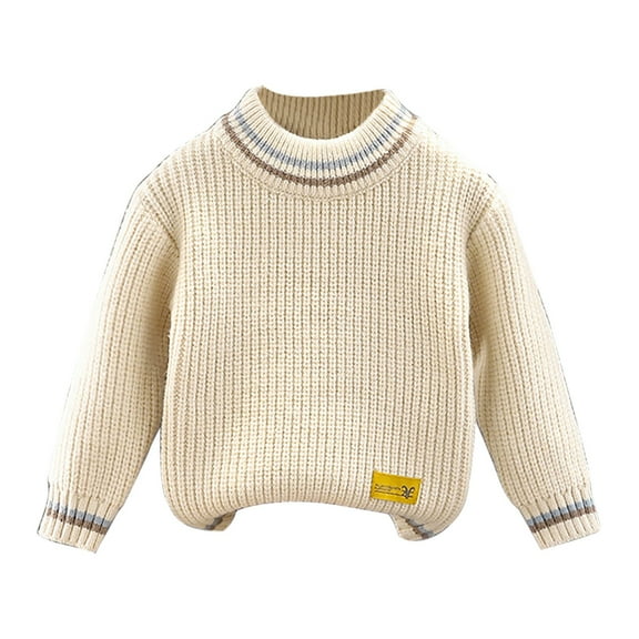 Coerni Baby Boys Girls Knit Sweaters Toddler Kids Soft Warm Autumn And Winter Pullover Solid Color Round Neck Sweater