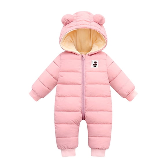 Coerni Baby Boys Girls One Piece Snowsuit New Born Baby Winter Warm Hooded Jumpsuit Full Zip Puffer Outerwear Coat