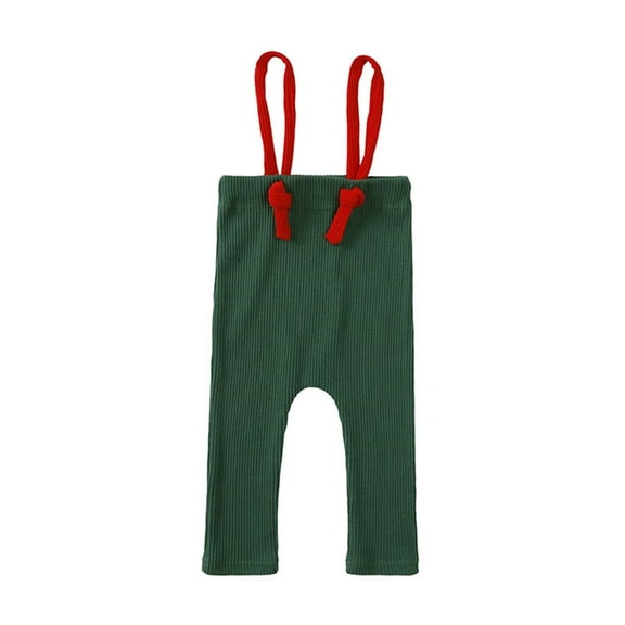 Coerni Baby Boys Girls Christmas Ribbed Knit Leggings Overall Suspenders Pants Toddler Adjustable Knot Straps Tights Trousers