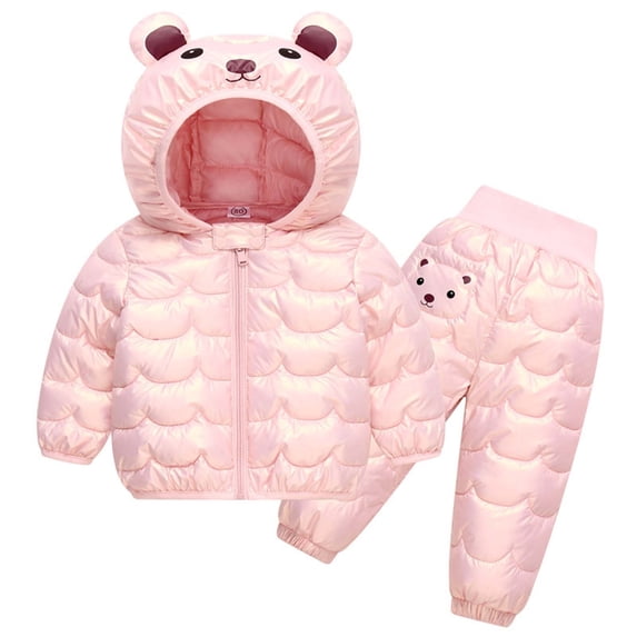 Coerni Baby Boys Girls Two Piece Snowsuit,Toddler Winter Windproof Hooded Warm Outwear Jacket with Ski Bib Pants Set