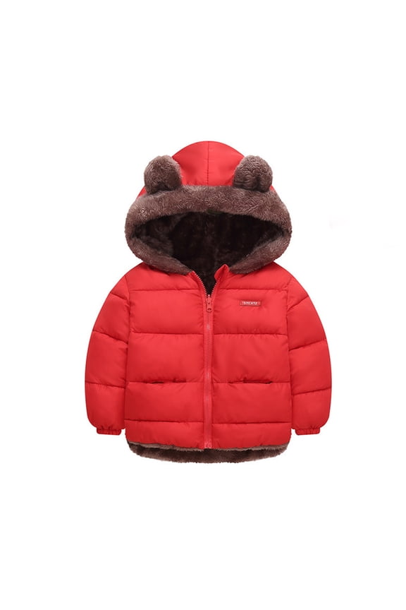 Coerni Baby Boys Girls Winter Coat Bear Ears Hooded with Pocket Jacket Reversible Wear Fleece Thicken Windproof Outwear