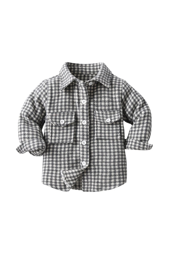 Coerni Baby Boys Shirt Jacket Plaid Buffalo Shacket Flannel Tartan Plaid Checkered Kids Turn Down Collar Button Tops Poplin Shirt