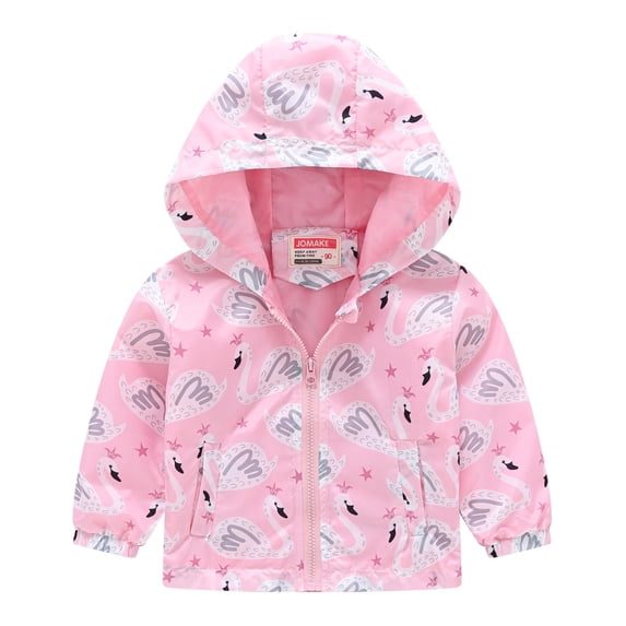 Coerni Baby Boys Windbreaker Hooded Jacket Kids Cute Waterproof Outwear Lightweight Print Raincoats Zip Up Button Down Coat