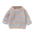 thumbnail image 1 of Coerni Baby Girl Boy Knit Sweater Crewneck Pullover Stripe Print Long Sleeve Chunky Sweater Toddler Fall Winter Clothes, 1 of 4