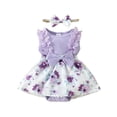 thumbnail image 1 of Coerni Baby Girl Clothes New Born Romper Dress Toddler Lace Ruffle Sleeveless Summer Outfits with Headband 0 12 18 Months, 1 of 9