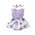 thumbnail image 1 of Coerni Baby Girl Clothes New Born Romper Dress Toddler Lace Ruffle Sleeveless Summer Outfits with Headband 0 12 18 Months, 1 of 8