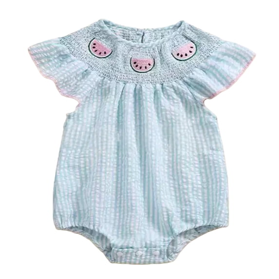 Coerni Baby Girl Easter Outfit Cotton Striped Jumpsuit Bodysuit New Born Bubble Romper First Birthday Outfit Smocked Vintage Clothes