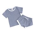 thumbnail image 1 of Coerni Baby Girl Fruit Outfit Fashional Ribbed Soild Short Sleeve Top Short Pants Toddler Cute Summer Clothes for Teen Girls, 1 of 9