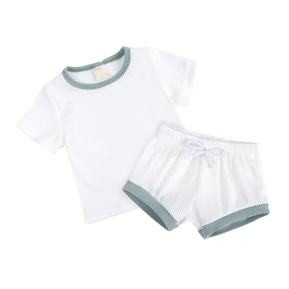 Coerni Baby Girl Fruit Outfit Fashional Ribbed Soild Short Sleeve Top Short Pants Toddler Cute Summer Clothes for Teen Girls