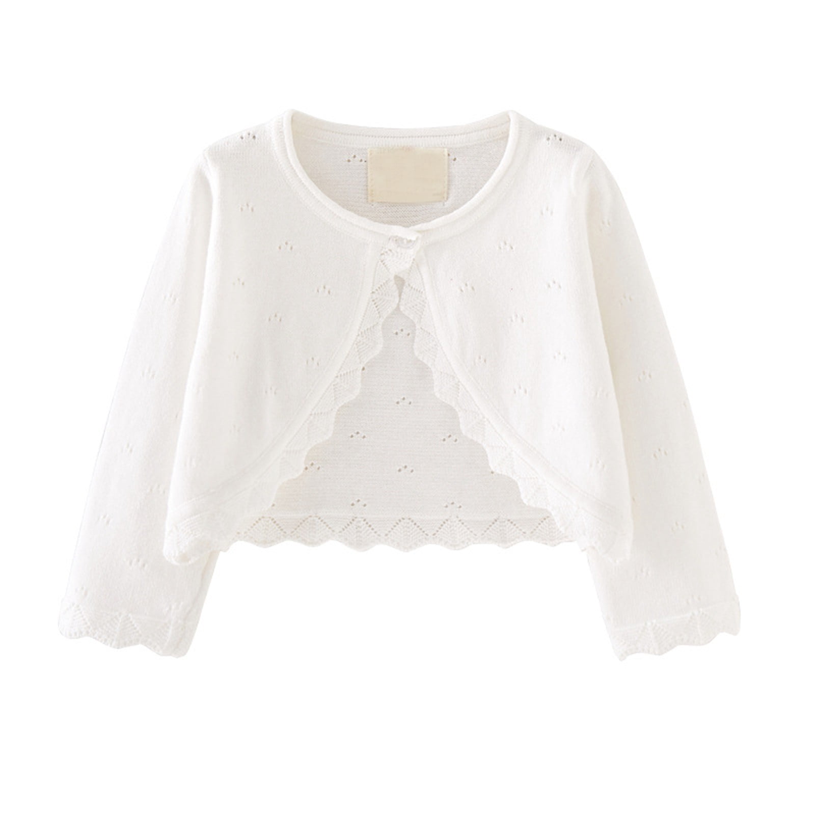 Coerni Baby Girl Long Sleeve Lace Bolero Shrug Cotton Knitted Dressy Sweater Cardigan with Button Cardigan Outerwear