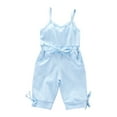 thumbnail image 1 of Coerni Baby Girl Romper Summer Short Jumpsuit V-neck Adjustable Spaghetti Straps Side Pockets Outfits 1 to 4 Years Old, 1 of 9