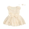thumbnail image 1 of Coerni Baby Girl Summer Romper Set Lace Skirt Dress Headband Outfits Sleeveless Flower Bow New Born Clothes Suit, 1 of 6