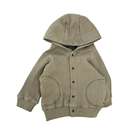 Coerni Baby Girls Boys Solid Knit Sweater Spring Winter Long Sleeve Hooded Cardigan Coat Clothes Kids Warm Sweatshirts