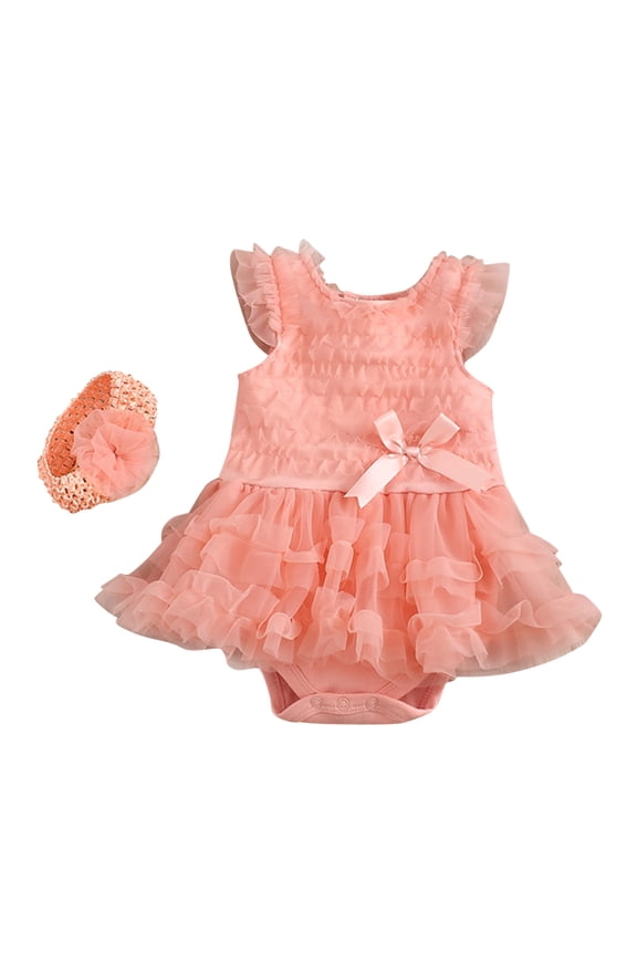 Coerni Baby Girls Carnival Birthday Outfit New Born Lace Tulle Romper Princess Tutu Dress Headband Photo Shoot Clothes