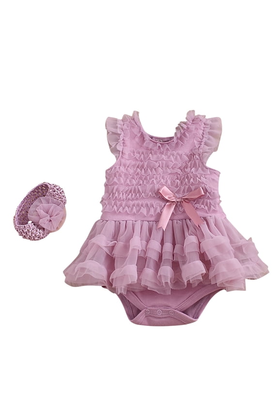 Coerni Baby Girls Carnival Birthday Outfit New Born Lace Tulle Romper Princess Tutu Dress Headband Photo Shoot Clothes