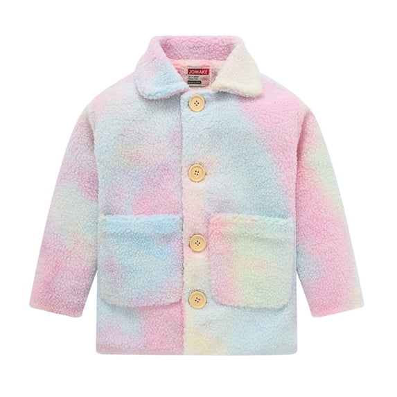 Coerni Baby Girls Faux Fur Teddy Long Coat Tollder Kids Winter Fleece Button Jacket Warm Winter Outwear Clothes 1-6 Years