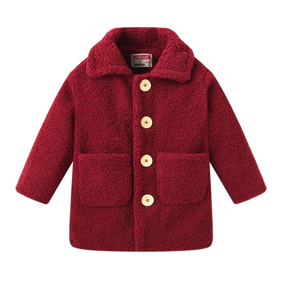 Coerni Baby Girls Faux Fur Teddy Long Coat Tollder Kids Winter Fleece Button Jacket Warm Winter Outwear Clothes 1-6 Years