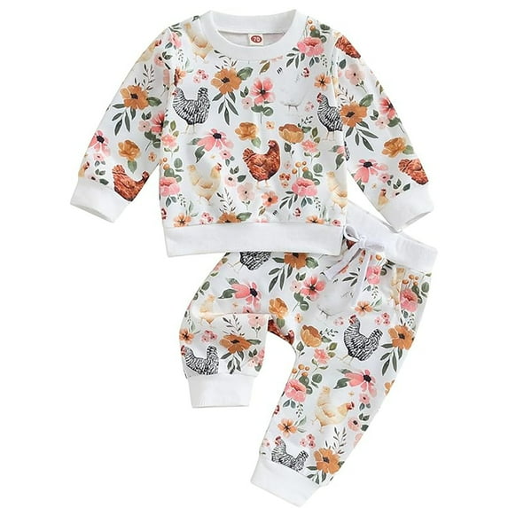 Coerni Baby Girls Full Pants Set Print Hoodie Set Casual Suits For Boys Girls Baby Swaddles Winter Suit Girls Baby Outfits Set
