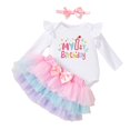 thumbnail image 1 of Coerni Baby Girls Ruffle 𝐎nesie Bodysuit Tutu Skirt Set Bow Headband 3 Piece Valentines Day Outfits New Born Cotton Birthday Romper, 1 of 9