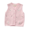 thumbnail image 1 of Coerni Baby Girls Toddler Floral Knit Sweater Vest, Sleeveless V Neck Cardigan, Girls Button Down Embroidered Flower Tank Tops, 1 of 4
