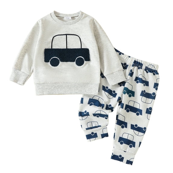 Coerni Baby Girls Winter Pants Set Long Sleeve Printed Solid Color Ribbed Pullover Solid Color Slim Fit Fashion Cotton Outfits