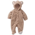 thumbnail image 1 of Coerni Baby Ha Clothing Autumn and Winter Coral Velvet Hooded Long Sleeved Crawling Suit Baby Cute Warm Baby Girl Lace Romper, 1 of 8