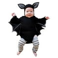 thumbnail image 1 of Coerni Baby Halloween Bat Outfits Boys Girls Batwing Long Sleeve Romper Jumpsuit with Hat New born Baby Halloween Romper, 1 of 8