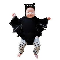 Coerni Baby Halloween Bat Outfits Boys Girls Batwing Long Sleeve Romper Jumpsuit with Hat New born Baby Halloween Romper