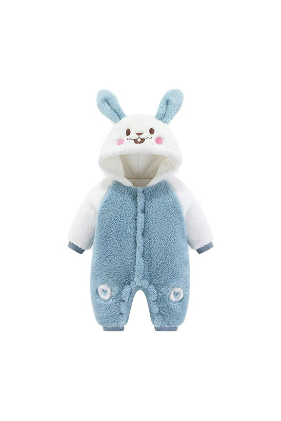 Coerni Baby Rabbit Fleece Thickened Romper Long Sleeved Crawling Suit Cute Furry Jumpsuit for New born Fall Winter Clothes