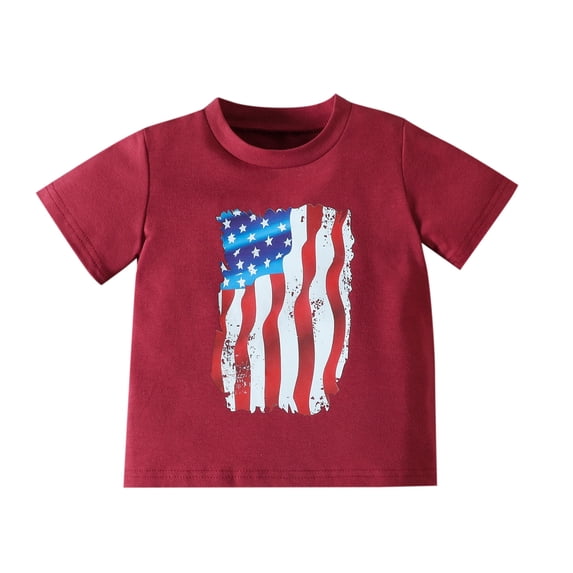 Coerni Baby Toddler Boys Short Sleeve Graphic T-Shirt, American Flag, Kids Summer Tee Tops 4th Of July Shirt Patriotic Shirts