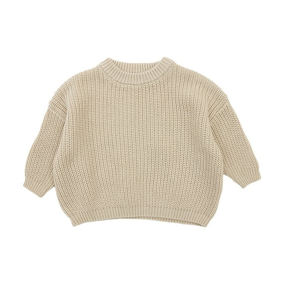 Coerni Baby Toddler Crewneck Sweater Boys Girls Knitted Long Sleeve Solid Color Warm Pullover Top Fall Winter Clothes