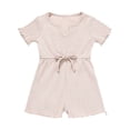 thumbnail image 1 of Coerni Baby Toddler Girls' Onesie Cute Colorful Summer Cotton Bow V Neck Short Sleeved Jumpsuit Girls Short Jumpsuits, 1 of 6